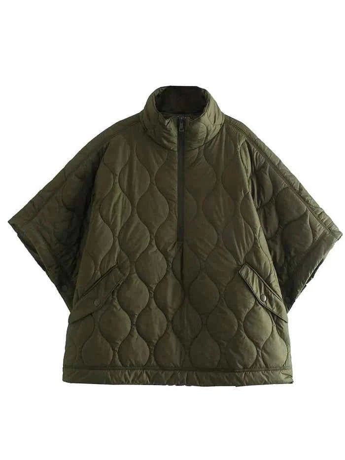 Veste cape matelassée pour femme avec col montant 3