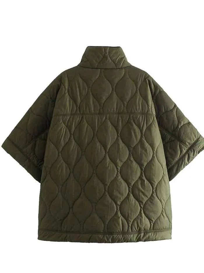 Veste cape matelassée pour femme avec col montant 4