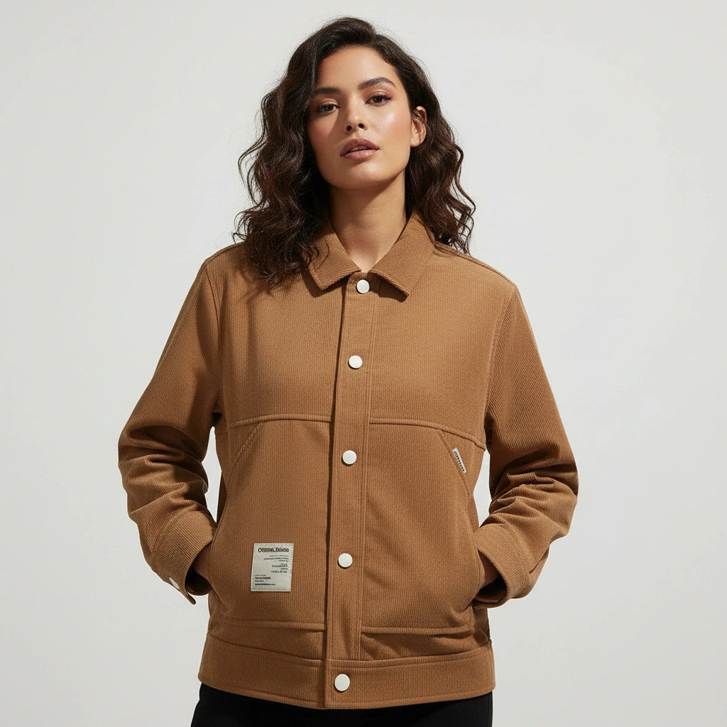 Veste chemise boutonnée pour femme avec poches plaquées 2