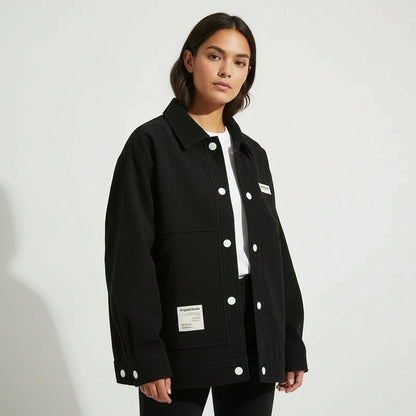 Veste chemise boutonnée pour femme avec poches plaquées 4