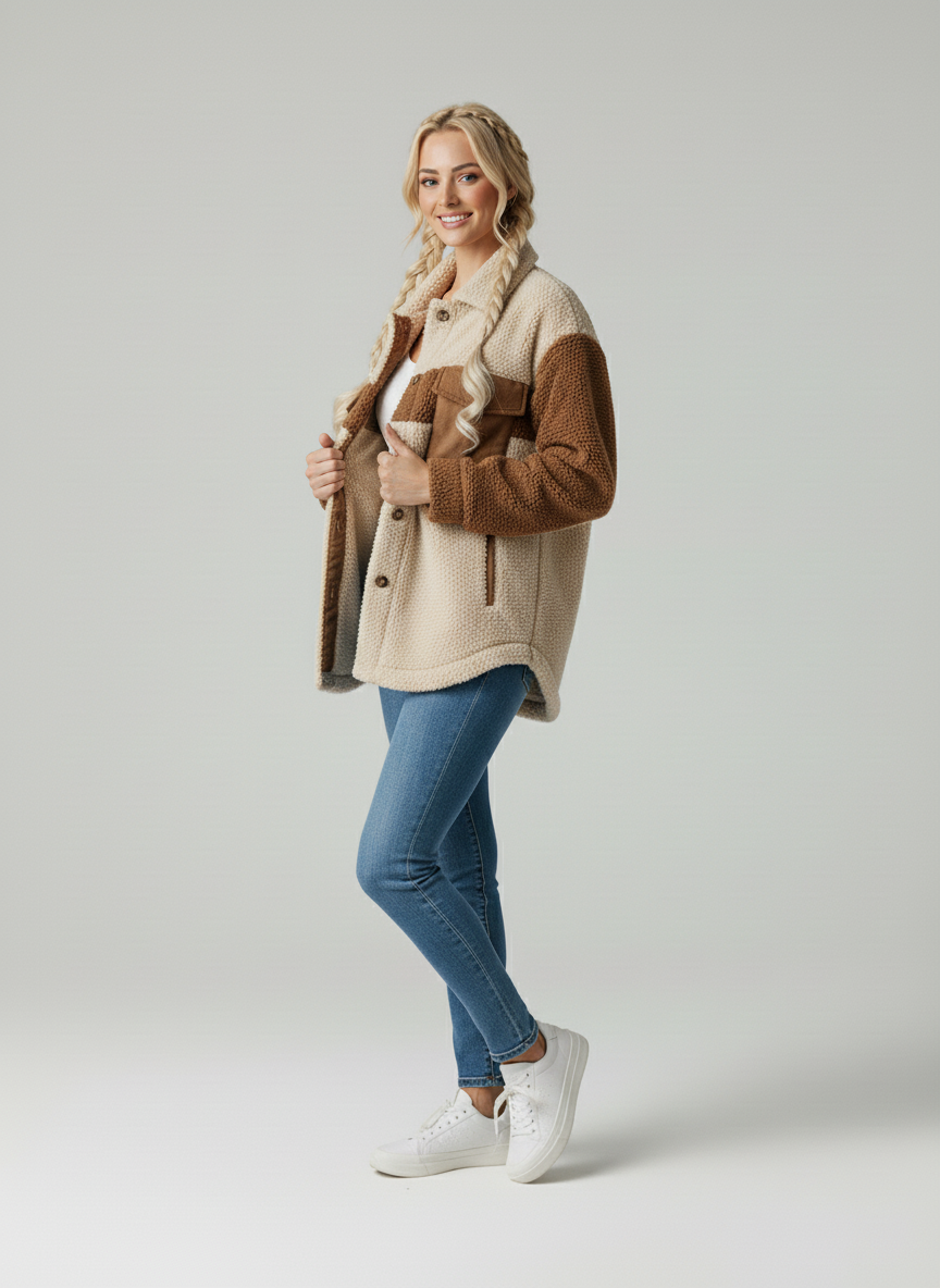 Veste chemise oversize en sherpa pour femme 5