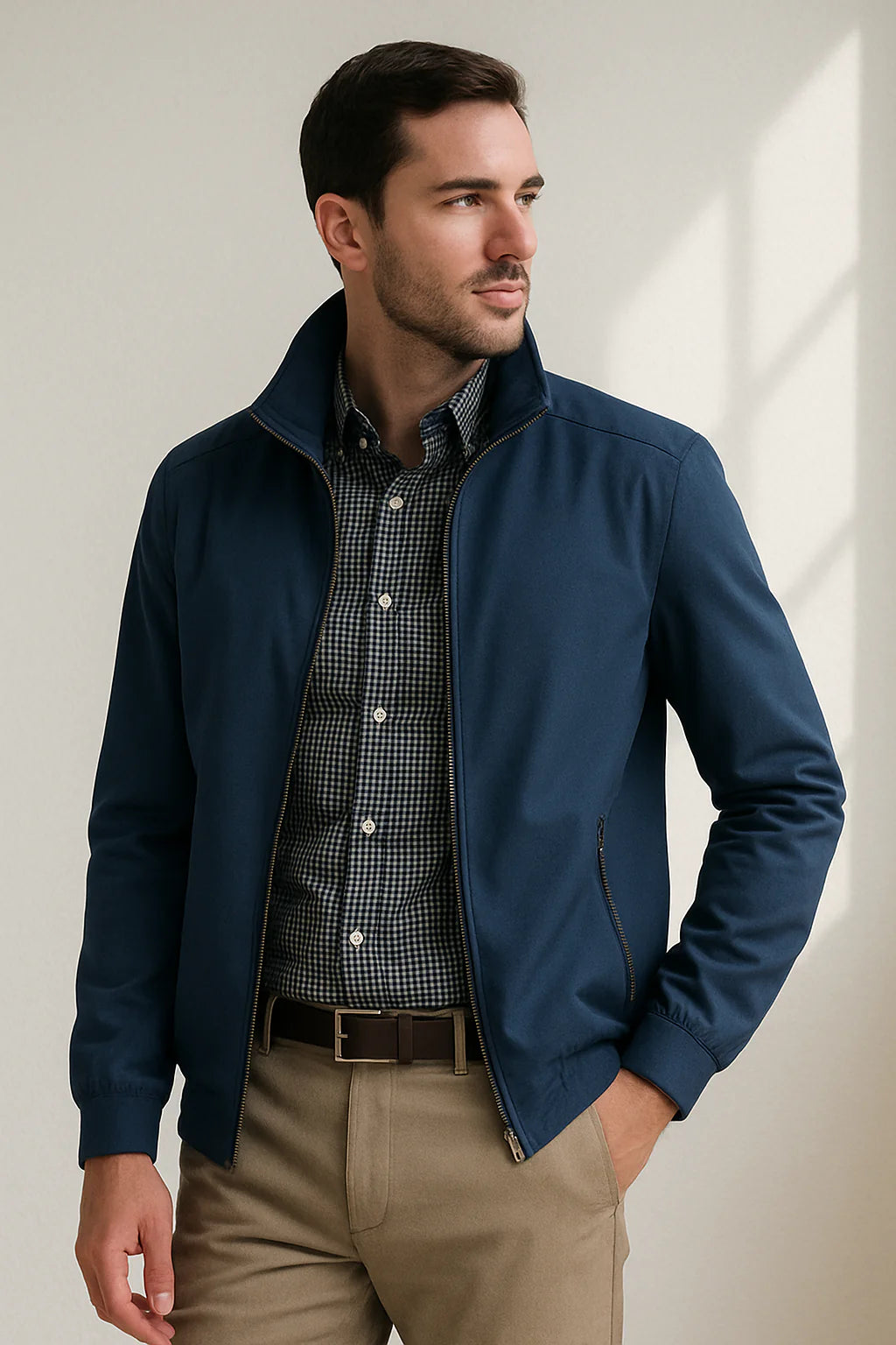 Veste de mi-saison pour homme avec col montant et fermeture éclair 2