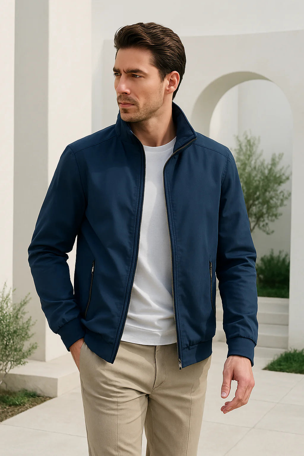 Veste de mi-saison pour homme avec col montant et fermeture éclair 4