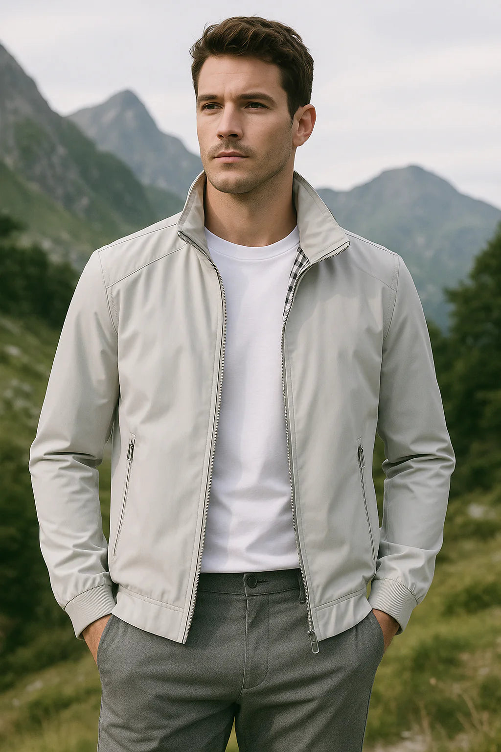 Veste de mi-saison pour homme avec col montant et fermeture éclair 7