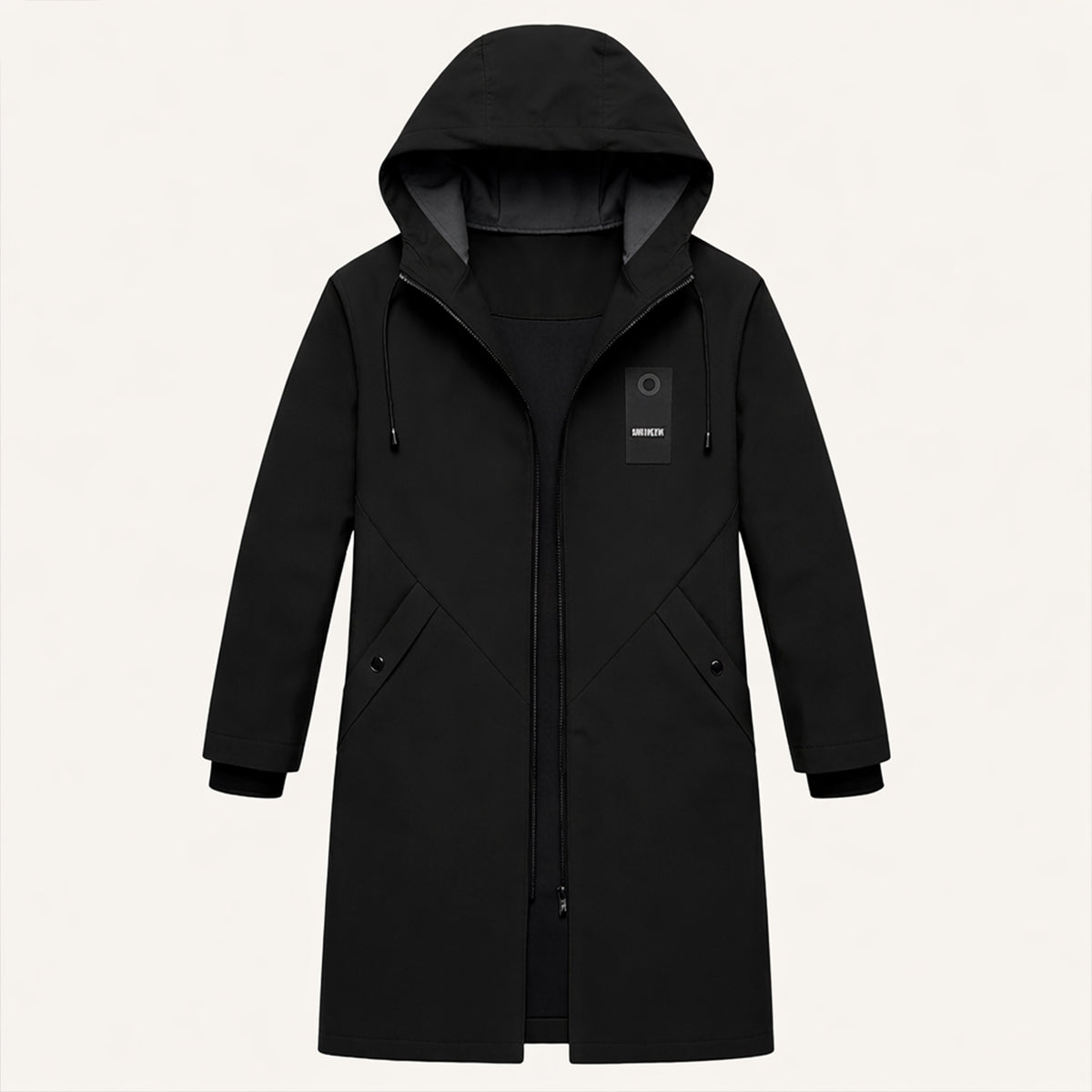 Veste longue à capuche pour homme avec cordon de serrage et fermeture éclair 5