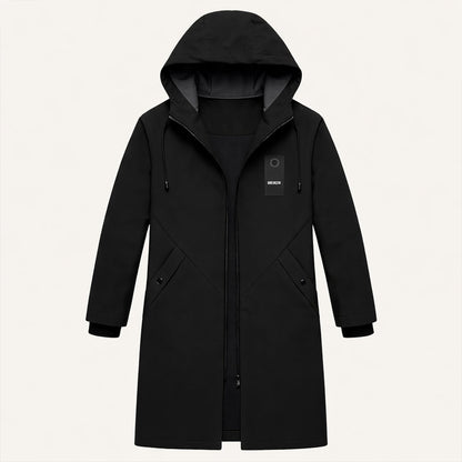 Veste longue à capuche pour homme avec cordon de serrage et fermeture éclair 5
