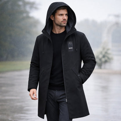 Veste longue à capuche pour homme avec cordon de serrage et fermeture éclair 6