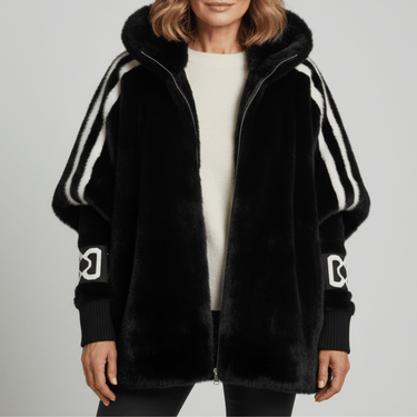 Veste oversize à capuche en fausse fourrure pour femme 2
