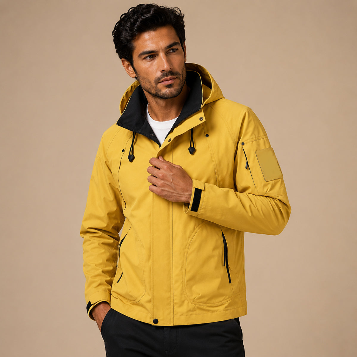 Veste utilitaire à capuche pour homme avec doublure contrastante 10