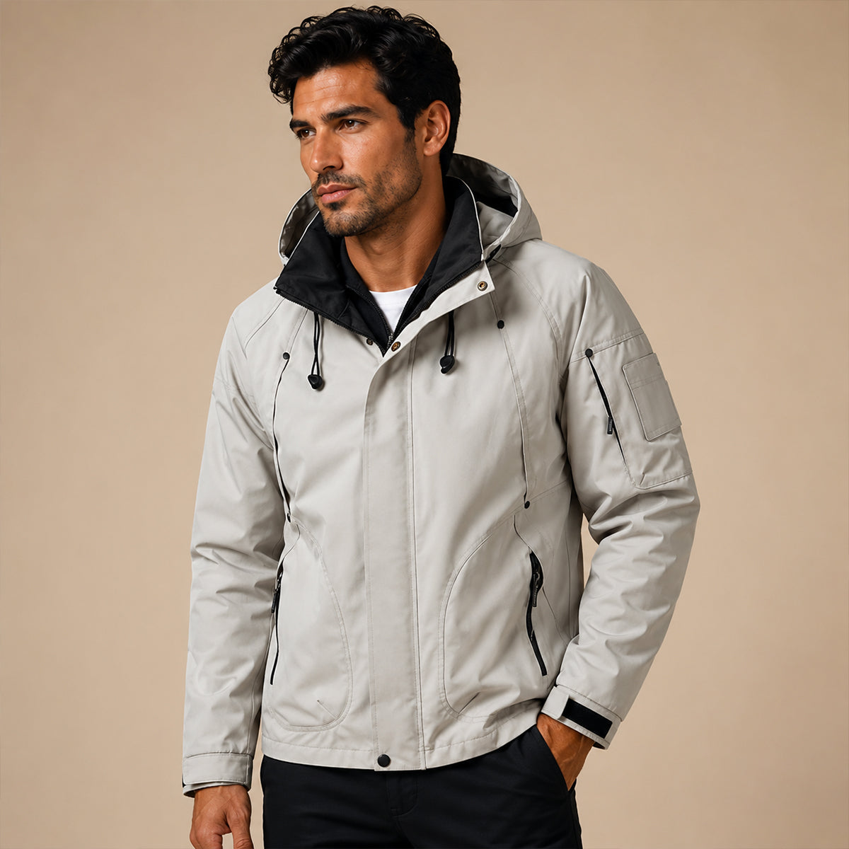 Veste utilitaire à capuche pour homme avec doublure contrastante 12
