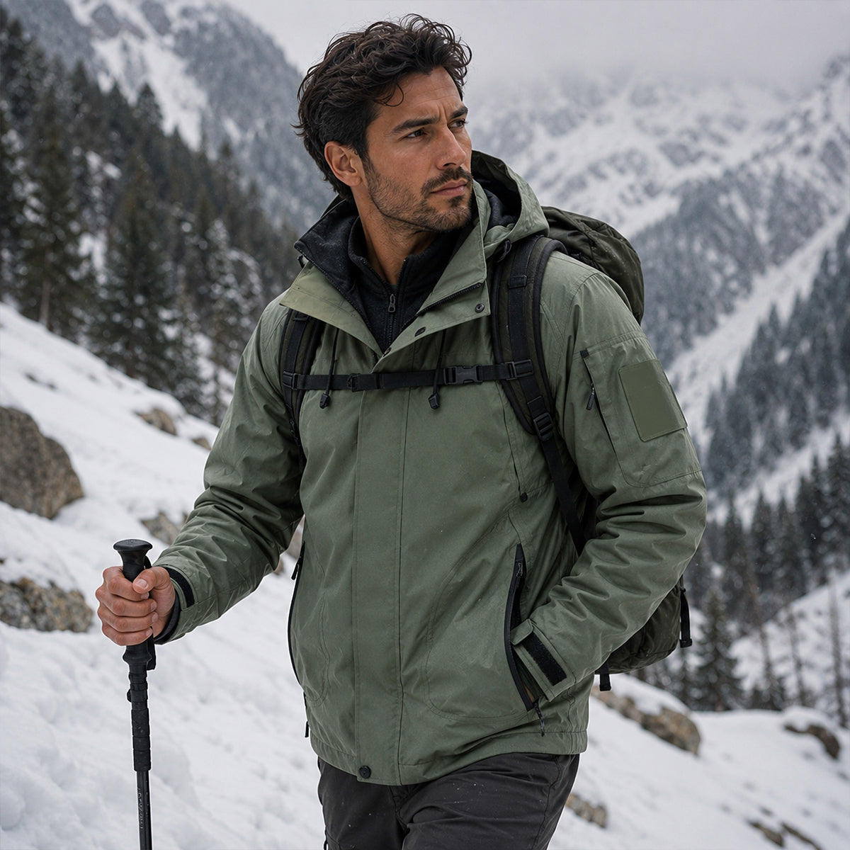 Veste utilitaire à capuche pour homme avec doublure contrastante 14