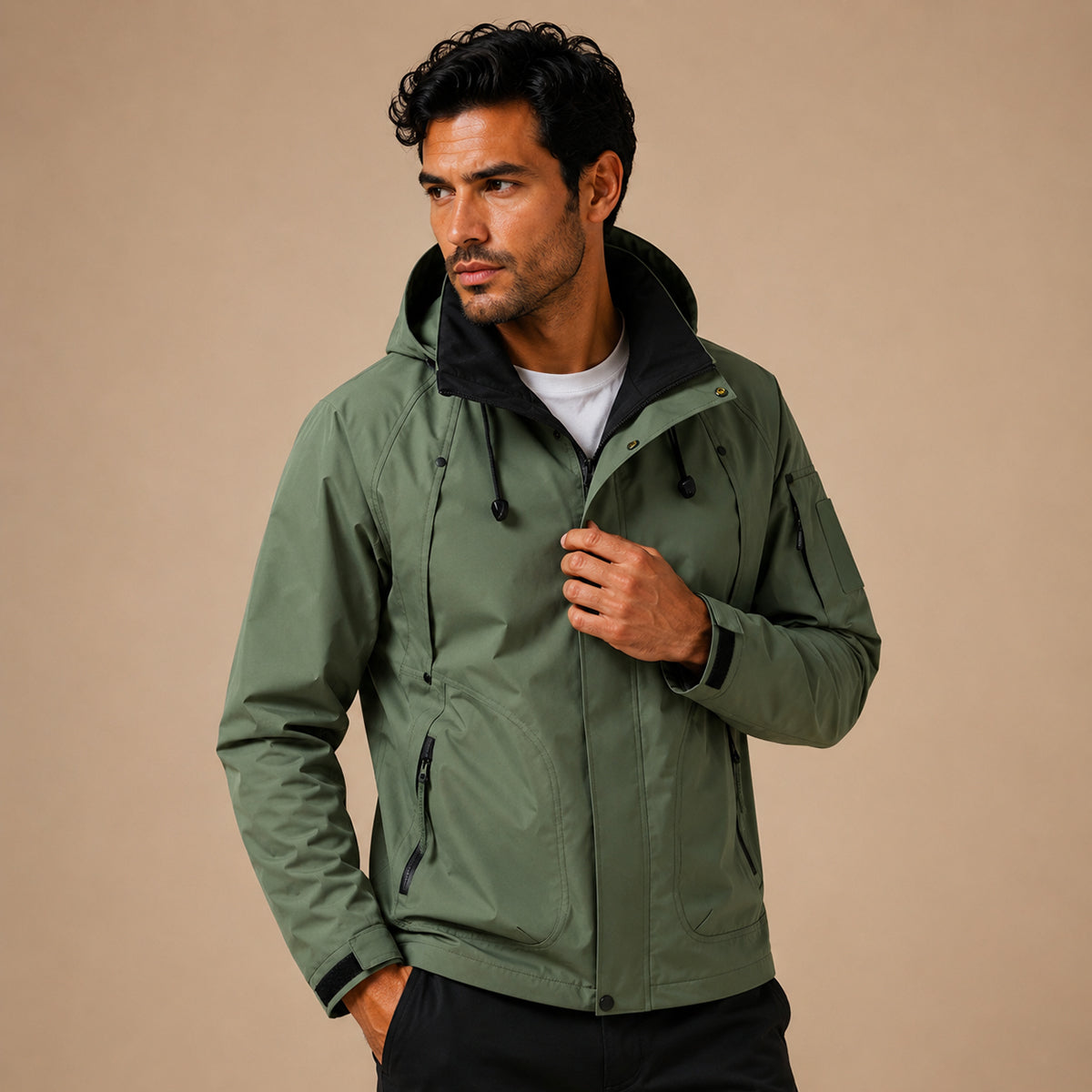Veste utilitaire à capuche pour homme avec doublure contrastante 8
