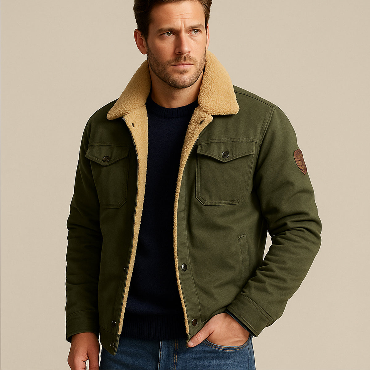 Veste utilitaire pour homme doublée en polaire avec fermeture à boutons 10