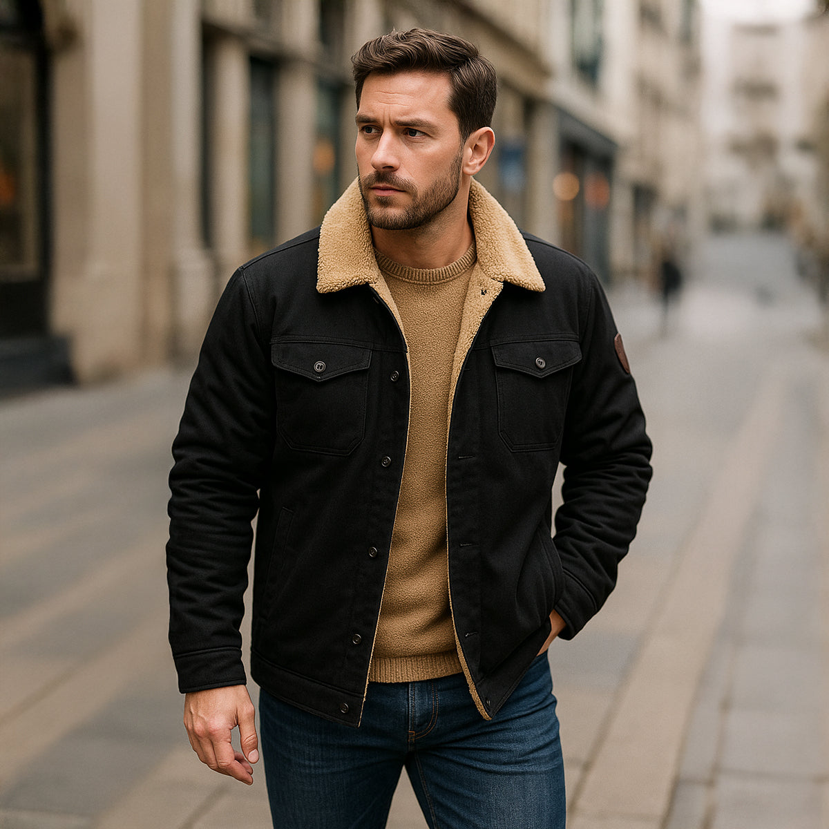 Veste utilitaire pour homme doublée en polaire avec fermeture à boutons 13