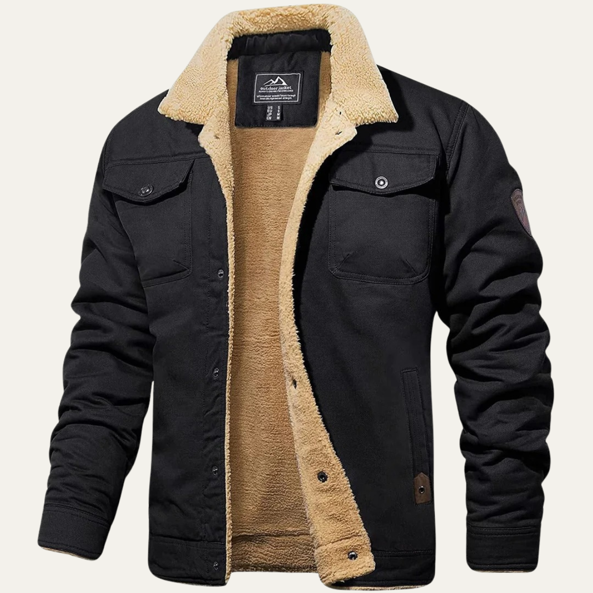 Veste utilitaire pour homme doublée en polaire avec fermeture à boutons 5