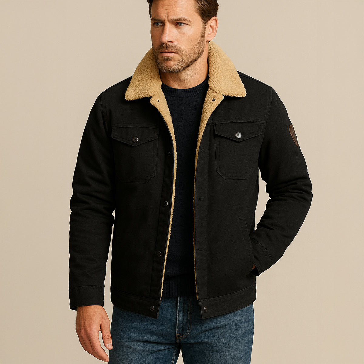 Veste utilitaire pour homme doublée en polaire avec fermeture à boutons 6