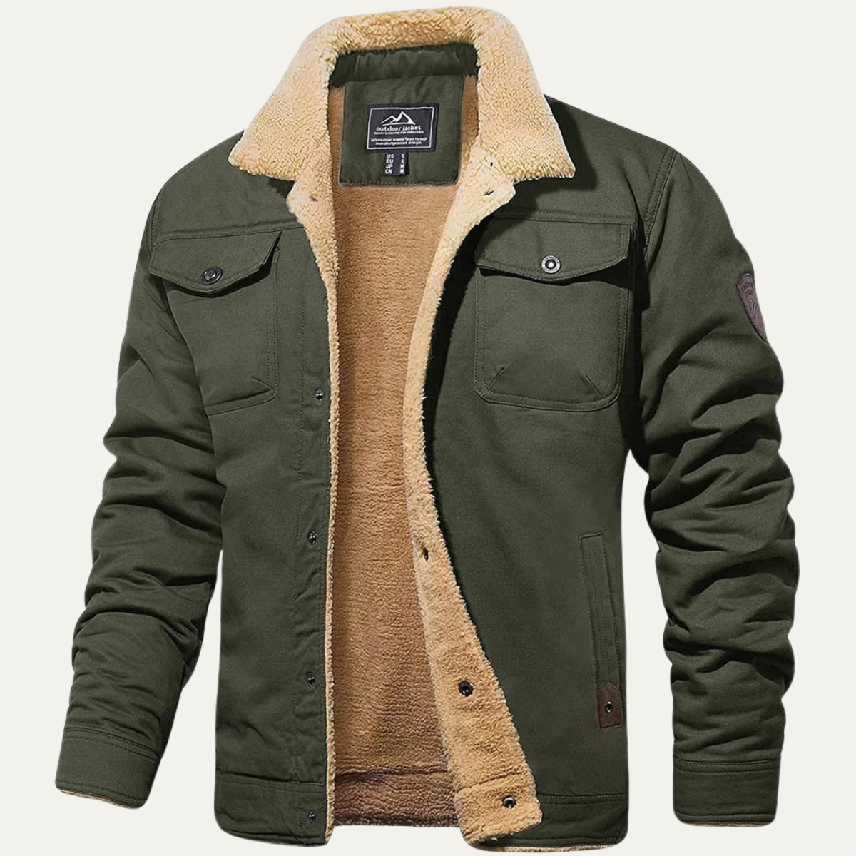 Veste utilitaire pour homme doublée en polaire avec fermeture à boutons 9