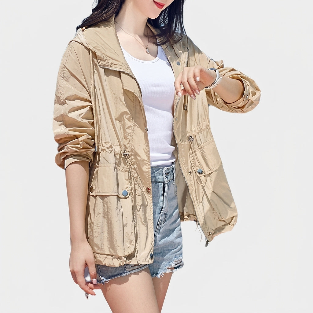 Veste zippée à capuche transparente pour femme 3