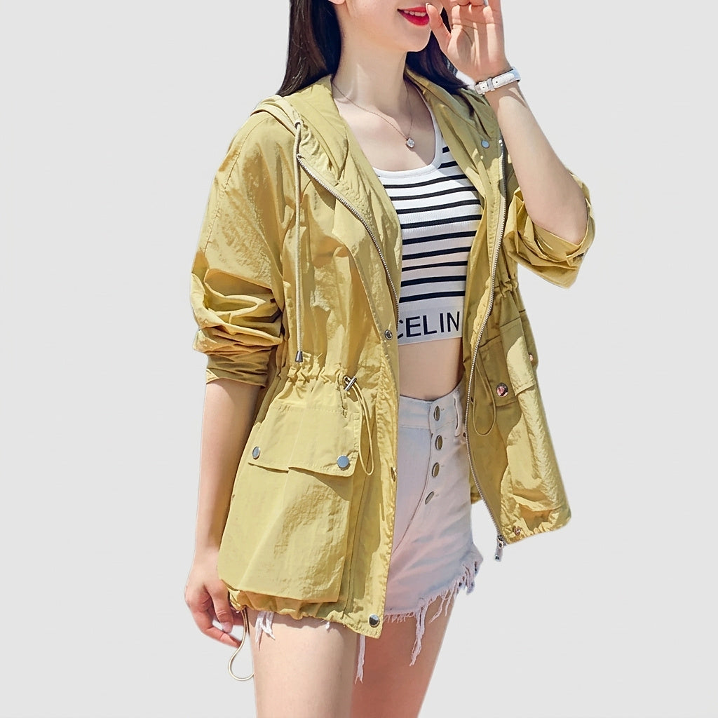 Veste zippée à capuche transparente pour femme 5