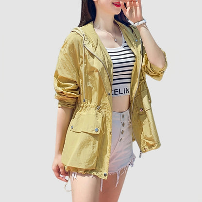 Veste zippée à capuche transparente pour femme 5