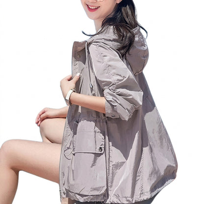 Veste zippée à capuche transparente pour femme 6