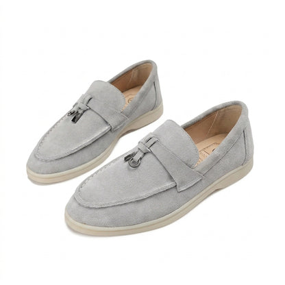 Women Loafers Slip-On Flat Low Profile Design Gray