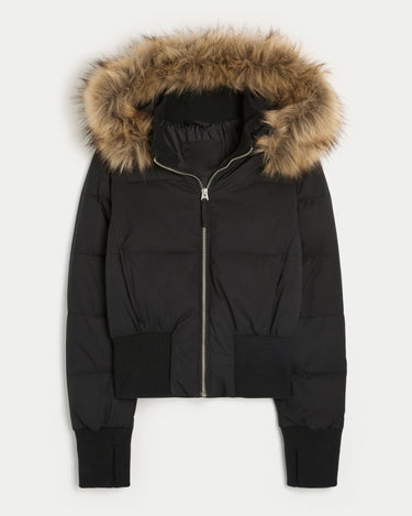 Veste Femme Matelassée avec Capuche et Fermeture Zippée à l’Avant