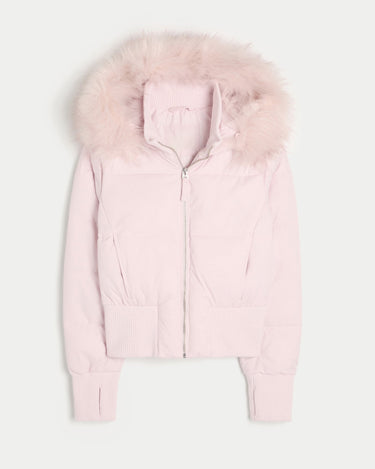 Veste Femme Matelassée avec Capuche et Fermeture Zippée à l’Avant