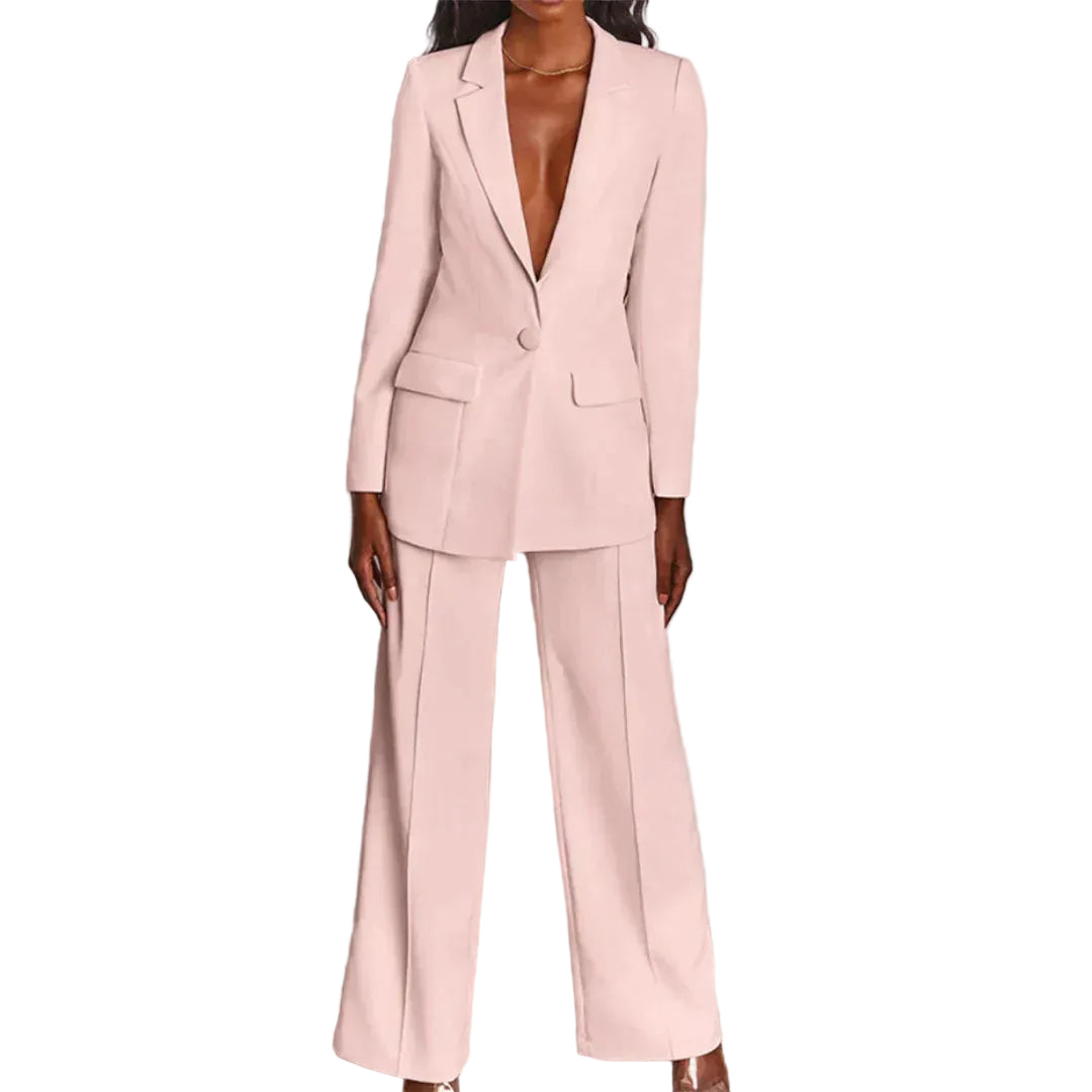 Ensemble femme avec blazer long et pantalon large
