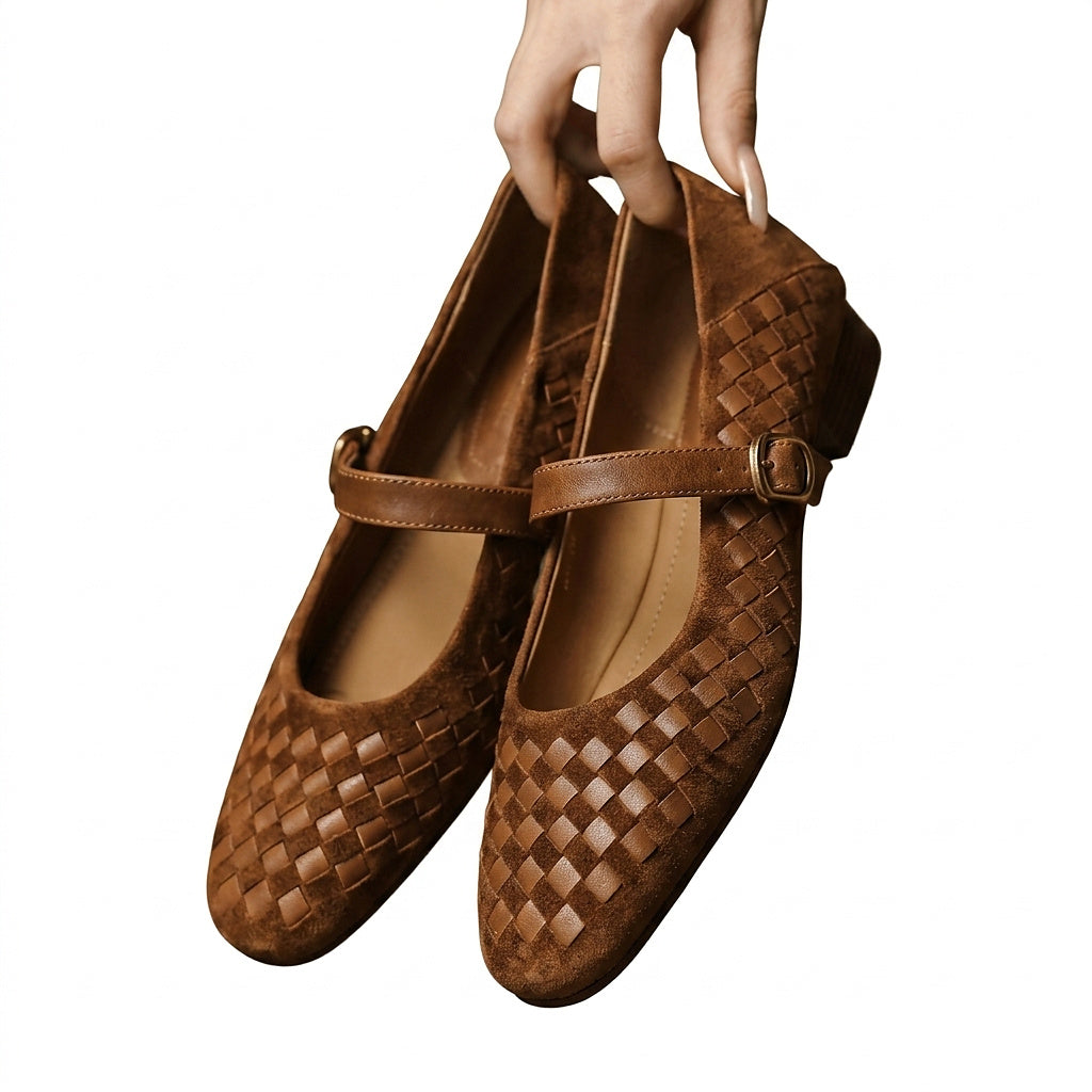 Ballerines Mary Jane tressées pour femme avec bride à boucle 1