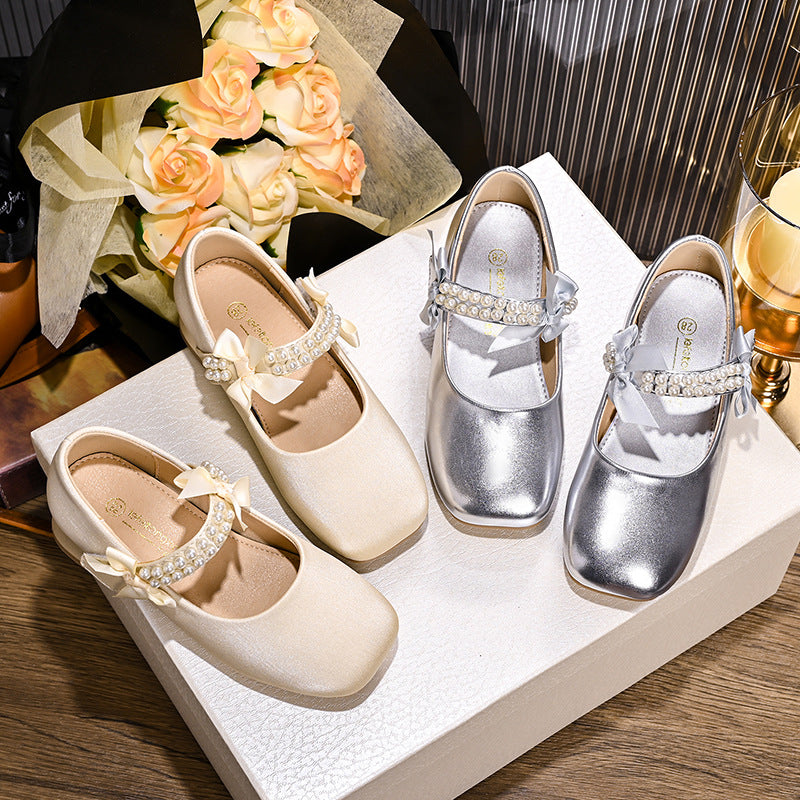 Ballerines pour fille avec bride perlée et nœud décoratif 2