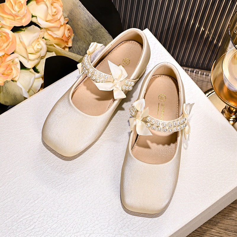 Ballerines pour fille avec bride perlée et nœud décoratif 4