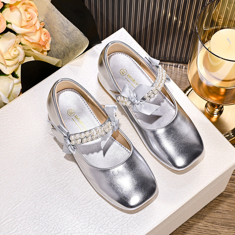 Ballerines pour fille avec bride perlée et nœud décoratif 6