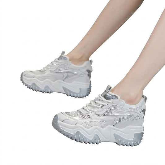 Baskets chunky à lacets en maille pour femme 1