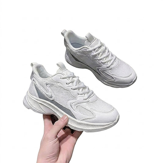 Baskets chunky à lacets pour femme avec empiècements en mesh 1