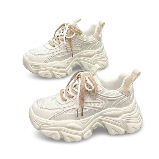 Baskets chunky à plateforme pour femme avec empiècements en mesh 1