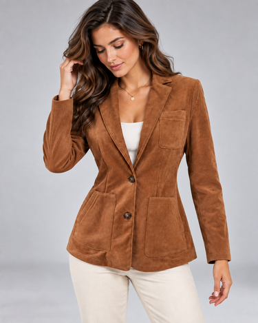 Blazer en suédine pour femme avec poches plaquées 2