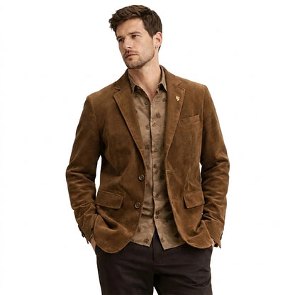 Blazer en velours côtelé pour homme avec fermeture à boutons 1