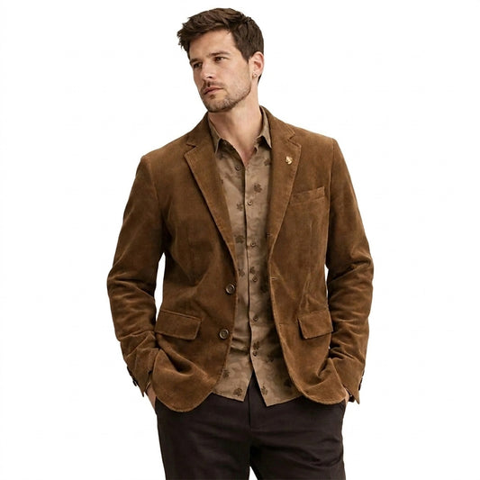 Blazer en velours côtelé pour homme avec fermeture à boutons 1
