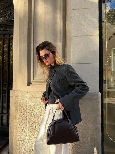 Blazer Femme Structuré avec Col Montant et Fermeture Asymétrique-Blazer Woman-Gigié