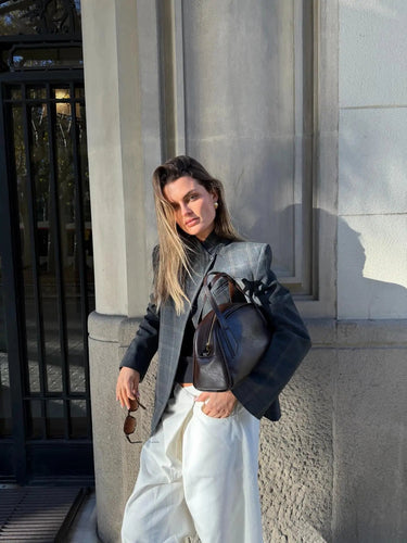 Blazer Femme Structuré avec Col Montant et Fermeture Asymétrique-Blazer Woman-Gigié