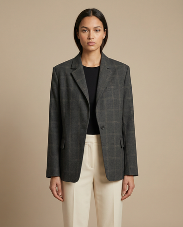 Blazer Femme Structuré avec Col Montant et Fermeture Asymétrique-Blazer Woman-Gigié