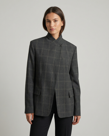 Blazer Femme Structuré avec Col Montant et Fermeture Asymétrique-Blazer Woman-Gigié