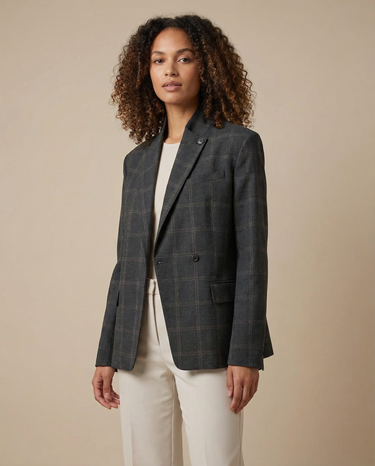 Blazer Femme Structuré avec Col Montant et Fermeture Asymétrique-Blazer Woman-Gigié