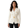 Blazer jacquard pour femme avec ceinture 1