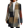 Blazer long à patchwork écossais pour femme 1