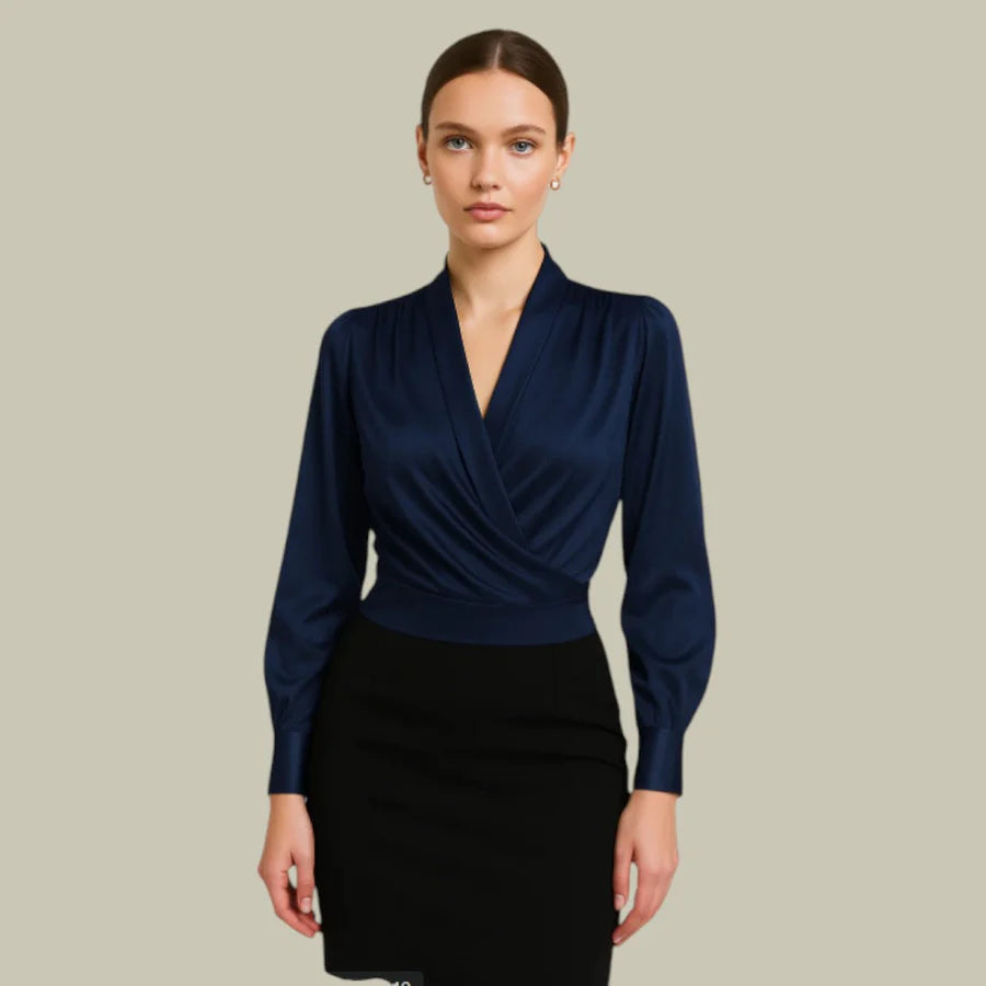 Blouse Satinée Élégante Coupe Cache-Cœur-Gigié