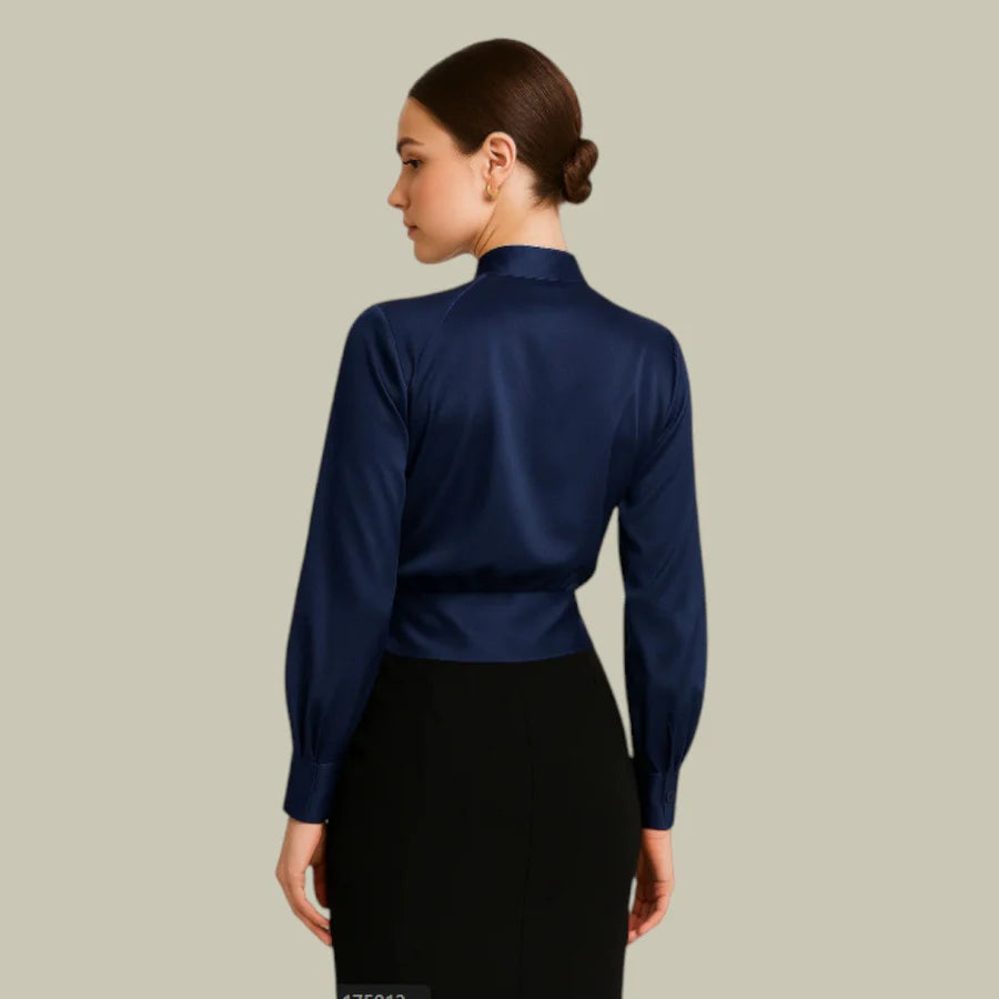 Blouse Satinée Élégante Coupe Cache-Cœur-Gigié