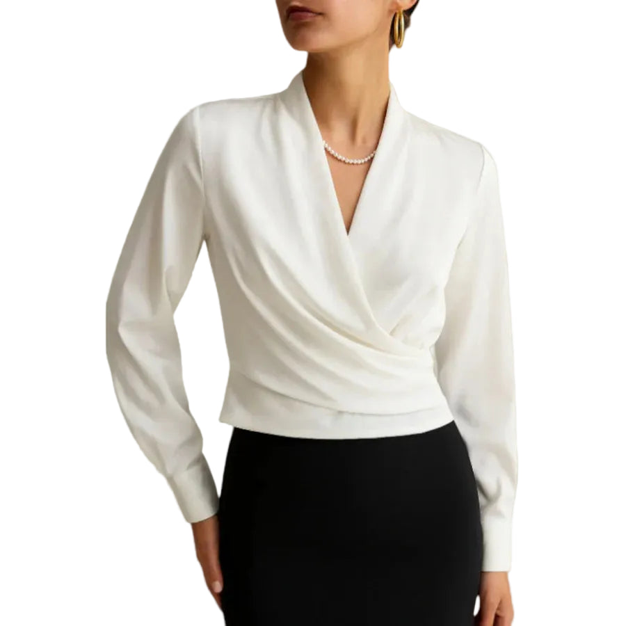 Blouse Satinée Élégante Coupe Cache-Cœur-Gigié