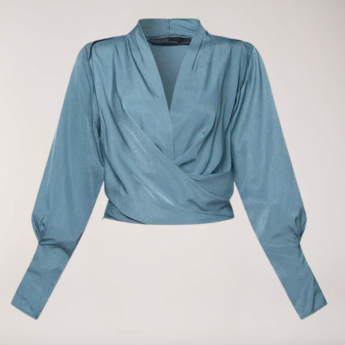 Blouse femme à col en V et manches bouffantes | imported-image-2